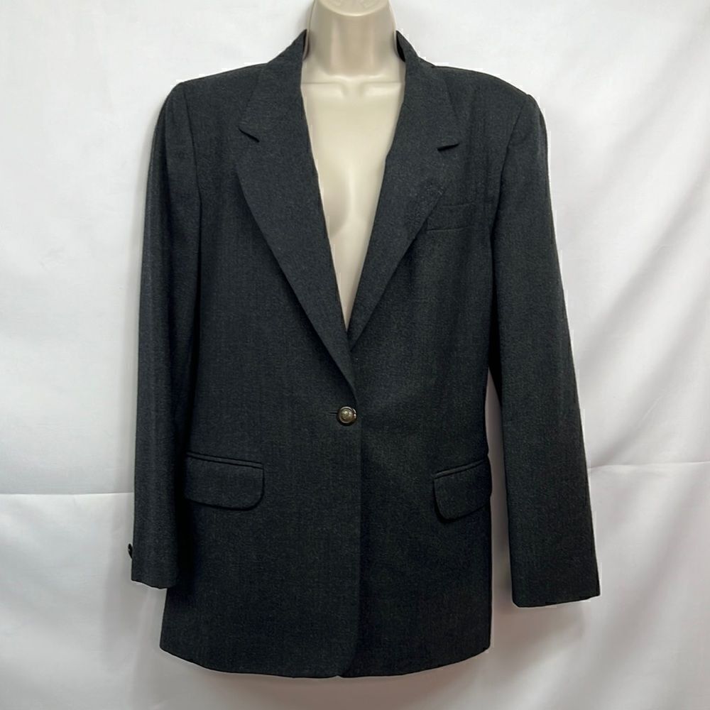 Talbots Gray Worsted Wool Blazer Size 10 EUC